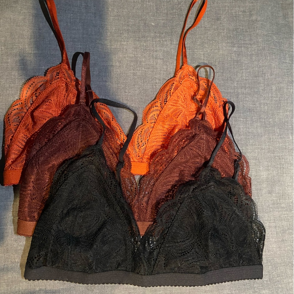 Aritzia lace triangle bralettes